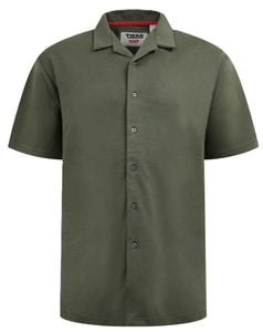 D555 Connor 1 Kurzarm-Stretchhemd mit kubanischem Kragen, Resort-Stil, Khaki