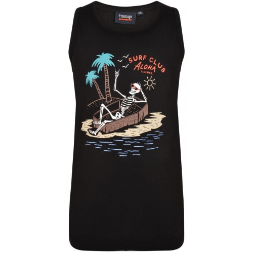 Espionage Aloha Print Tanktop Schwarz