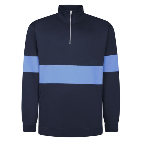 Bigdude Colour Block Half Zip Sweatshirt Marineblau/Blau