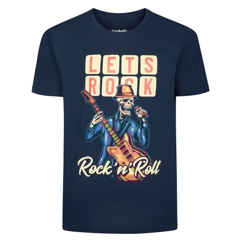 Bigdude Rock n Roll Soul Print T-Shirt Marineblau