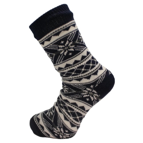 Fairisle-Lounge-Socken mit Greifern, Marineblau