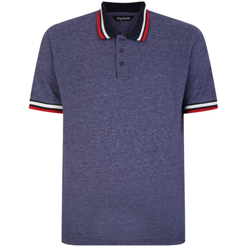 Bigdude zweifarbiges Kontrast-Poloshirt, Marineblau, groß