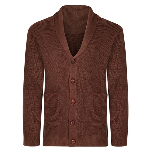 Bigdude Strickjacke mit Schalkragen, Kastanienbraun meliert