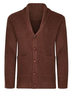 Bigdude Strickjacke mit Schalkragen, Kastanienbraun meliert