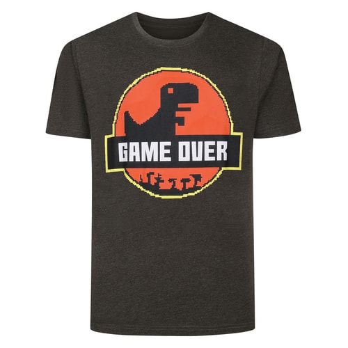 Bigdude Game Over Print T-Shirt Anthrazit meliert Größe L