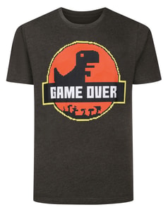 Bigdude Game Over Print T-Shirt Anthrazit meliert Größe L