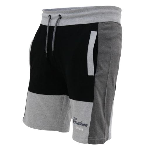 D555 Kirton Couture Shorts mit elastischem Bund und Schnitt- und Nahtdetails Schwarz/Kohle