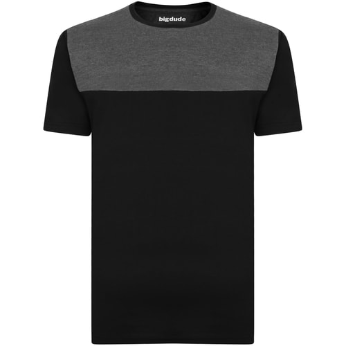 Bigdude Cut & Sew T-Shirt Schwarz/Grau Tall Fit 