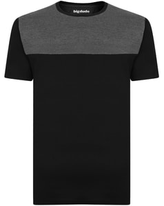 Bigdude Cut & Sew T-Shirt Schwarz/Grau Tall Fit 