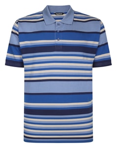 Bigdude Polohemd mit mehreren Streifen, Single Jersey, Staubblau
