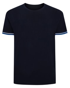 Bigdude – Piqué-T-Shirt mit gerippten Bündchen, Marineblau