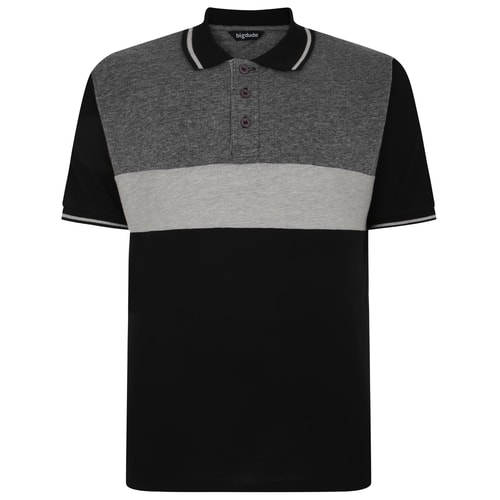 Bigdude Dobby Color Block Poloshirt Schwarz