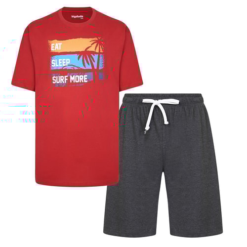 Bigdude Eat Sleep Surf Pyjama Set Pfefferrot/Anthrazit