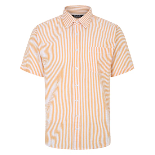 Bigdude Kurzarm-Seersucker-Hemd Orange/Weiß