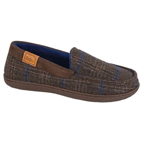 Zedzzz NEVILLE Tweed-Hausschuhe im Mokassin-Stil, Braun