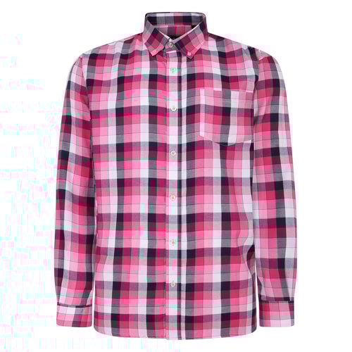 Bigdude Button-Down-Langarm-Karohemd Rosa