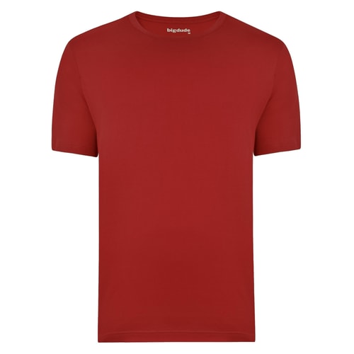 Bigdude Plain Rundhals T-Shirt Mohnrot