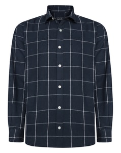 Bigdude Flanellhemd mit Cut-away-Kragen, kariert, marineblau, Größe L