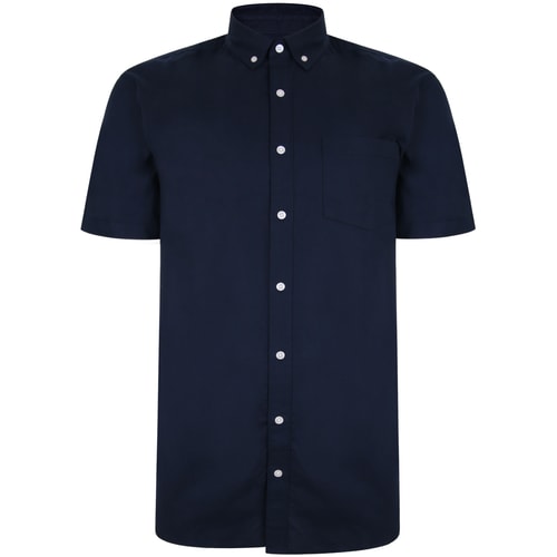 Bigdude Oxford Kurzarmhemd Marineblau Tall Fit