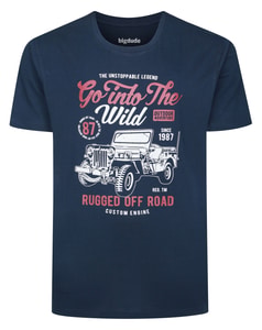 Bigdude Go Into The Wild Print T-Shirt Navy Tall