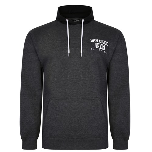 Bigdude Contrast San Diego Print Hoody Anthrazit meliert