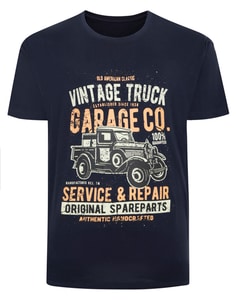 Bigdude – T-Shirt mit Vintage-Truck-Print, Marineblau