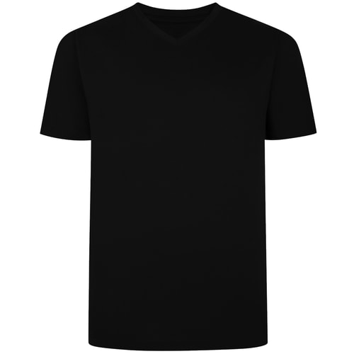 Bigdude T-Shirt V-Ausschnitt Schwarz Tall Fit 