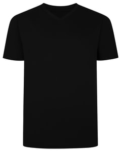Bigdude T-Shirt V-Ausschnitt Schwarz Tall Fit 