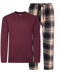 Flanell-Pyjama-Set für Opas, Burgunderrot