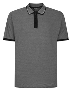 Bigdude Poloshirt aus reiner Baumwolle mit Jacquardmuster, Schwarz, Größe L