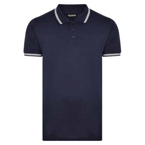 Bigdude Kontrast Poloshirt Marineblau Tall Fit 