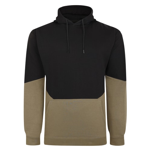 Bigdude Block Panel Hoody Schwarz/Khaki Tall