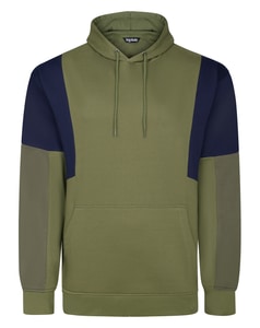 Bigdude Boxy Colour Block Hoodie Khaki Tall