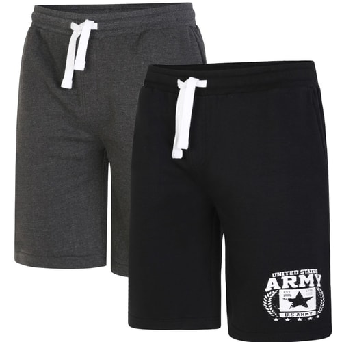Bigdude Army Print Jogger Shorts Black/Charcoal Twin Pack