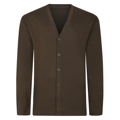 Bigdude Plain V-Neck Knitted Cardigan Brown