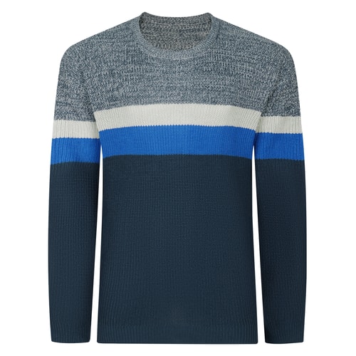 Bigdude Strickpullover mit Farbblock-Design, Marineblau