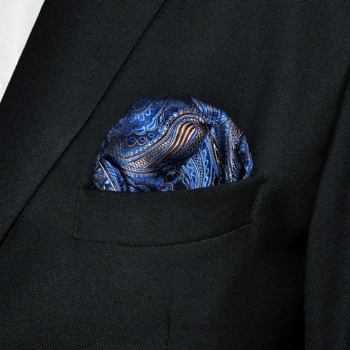 Silk Pocket Square Navy Paisley