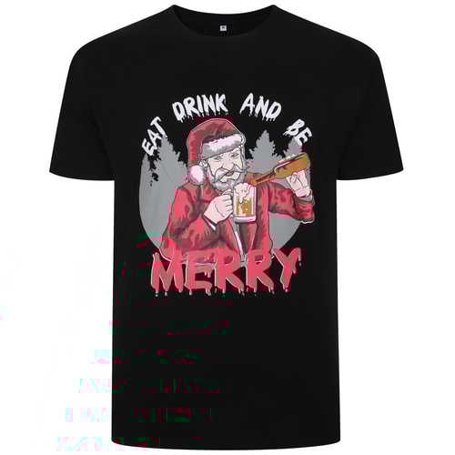 Bigdude Eat & Drink Weihnachts-T-Shirt Schwarz