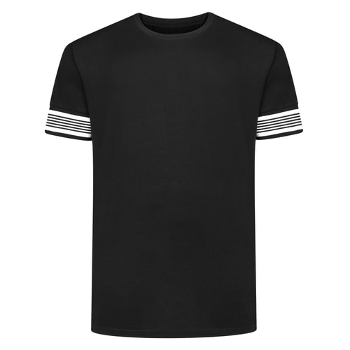 Bigdude Schwergewichtiges gestreiftes Ärmel-T-Shirt Schwarz Größe L
