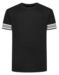 Bigdude Schwergewichtiges gestreiftes Ärmel-T-Shirt Schwarz Größe L
