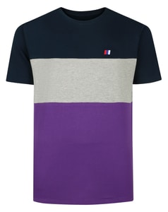 Bigdude Stickerei T-Shirt zum Zuschneiden und Nähen, Marineblau/Grau meliert/Lila