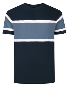 Bigdude Cut & Sew Brustpanel-T-Shirt Marineblau/Dustty Blue