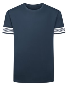 Bigdude Heavyweight T-Shirt mit gestreiften Ärmeln, Marineblau