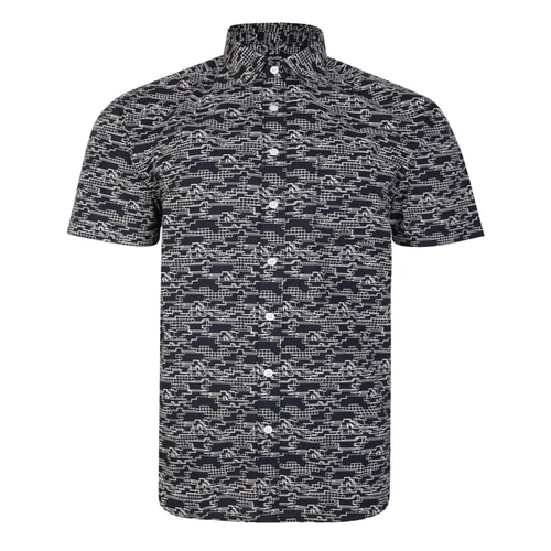 Bigdude Kurzarmhemd mit abstrakten Formen, schwarz, groß