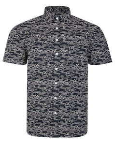 Bigdude Kurzarmhemd mit abstrakten Formen, schwarz, groß