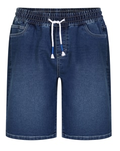 Bigdude Stretch-Jeansshorts mit elastischem Bund in dunkler Waschung
