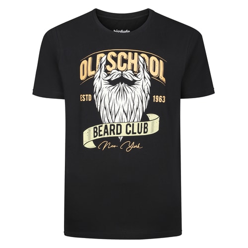 Bigdude Old School Beard Club Print T-Shirt Schwarz Größe L