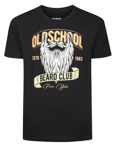 Bigdude Old School Beard Club Print T-Shirt Schwarz Größe L
