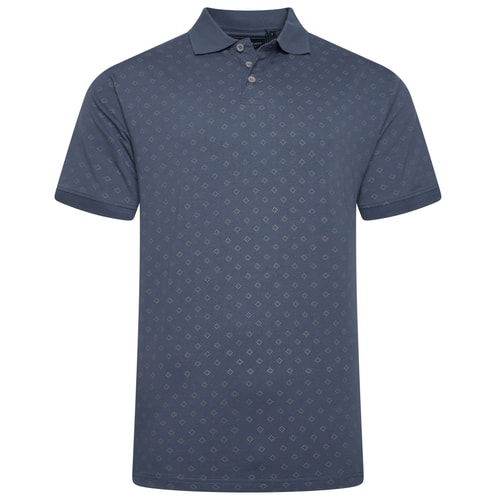 KAM Dobby-Print-Jersey-Poloshirt Vintage Indigo
