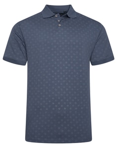 KAM Dobby-Print-Jersey-Poloshirt Vintage Indigo